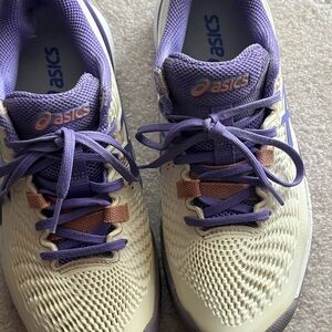 ASICS GEL RESOLUTION 9 CREAM & AMETHYST WOMEN SIZE 8 SNEAKERS